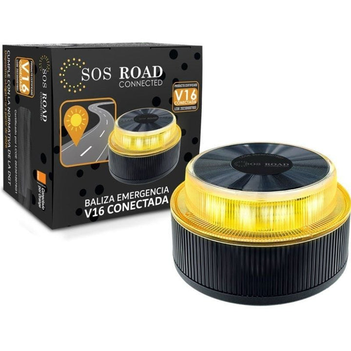 Baliza SOS Road V16 Emergencia Conectada DGT 3.0 LED Ámbar, Geoposicionamiento, Base Imantada, 3xAA, IP54, LT