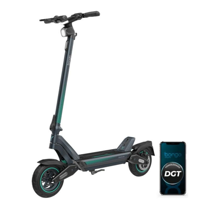 Cecotec Bongo Y65 Connected Patinete Eléctrico 500W Autonomía 65km Doble suspensión Ruedas 10" Negro Verde azulado