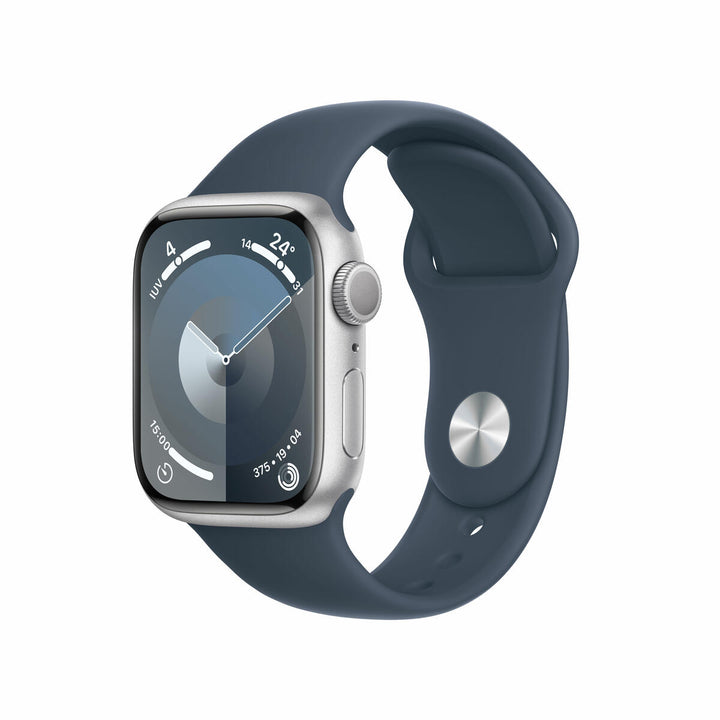 Apple Watch Series 9 | GPS | 41mm | Caja Aluminio Plata | correa deportiva Azul tempestad | Talla M/L - MR913QL/A