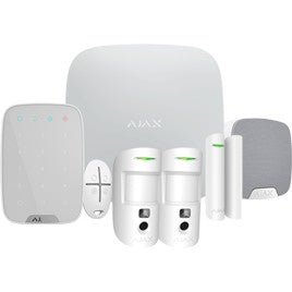 Kit de Alarma Profesional Ajax Blanca (Central Hub2 Plus - 2 Sensores Pir con Camara - Mando - Sensor Magnetico - Teclado - Sirena Interior)