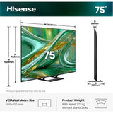 Hisense DLED 75E8S 75" Smart TV 4K Ultra HD VIDAA Dolby Vision IQ Dolby Atmos
