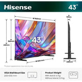 Hisense QLED 43Q7S 43" 4K UltraHD 60Hz Smart TV VIDAA HDR10+ Dolby Vision