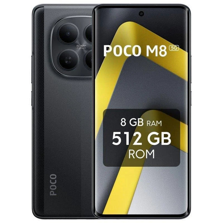 POCO M8 Negro 5G - 512GB - 8GB - AMOLED 120Hz 5G Dual SIM Carga Rápida 45W NFC IP65 HyperOS 2
