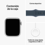Apple Watch Series 9 | GPS | 41mm | Caja Aluminio Plata | correa deportiva Azul tempestad | Talla M/L - MR913QL/A